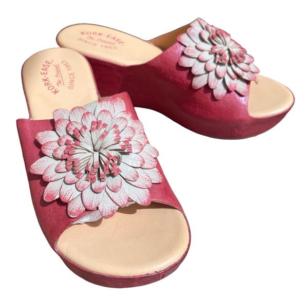 Kork-Ease Sundance sandals size 10 red 3d Flower artsy eclectic hippy boho - Picture 12 of 13